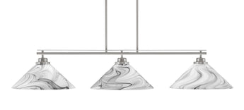 Odyssey 3 Light Billiard Table Light, Brushed Nickel Finish, 16 Inch Onyx Swirl Glass