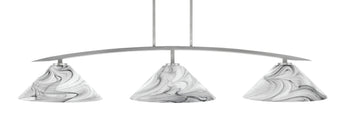 Kurve 3 Light Billiard Table Light, Graphite Finish, 16 Inch Onyx Swirl Glass