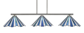 Atlas 3 Light Billiard Table Light, Graphite Finish, 16 Inch Sea Ice Art Glass