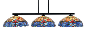 Atlas 3 Light Billiard Table Light, Matte Black Finish, 16 Inch Sierra Art Glass
