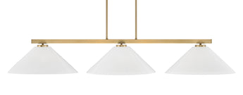 Atlas 3 Light Billiard Table Light, New Age Brass Finish, 16 Inch White Marble Glass
